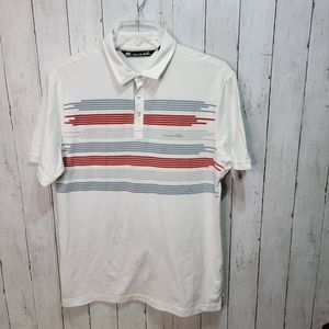 Travis Matthew Men's Polo Shirt Golf Short Sleeve White Red Gray Size Large L.